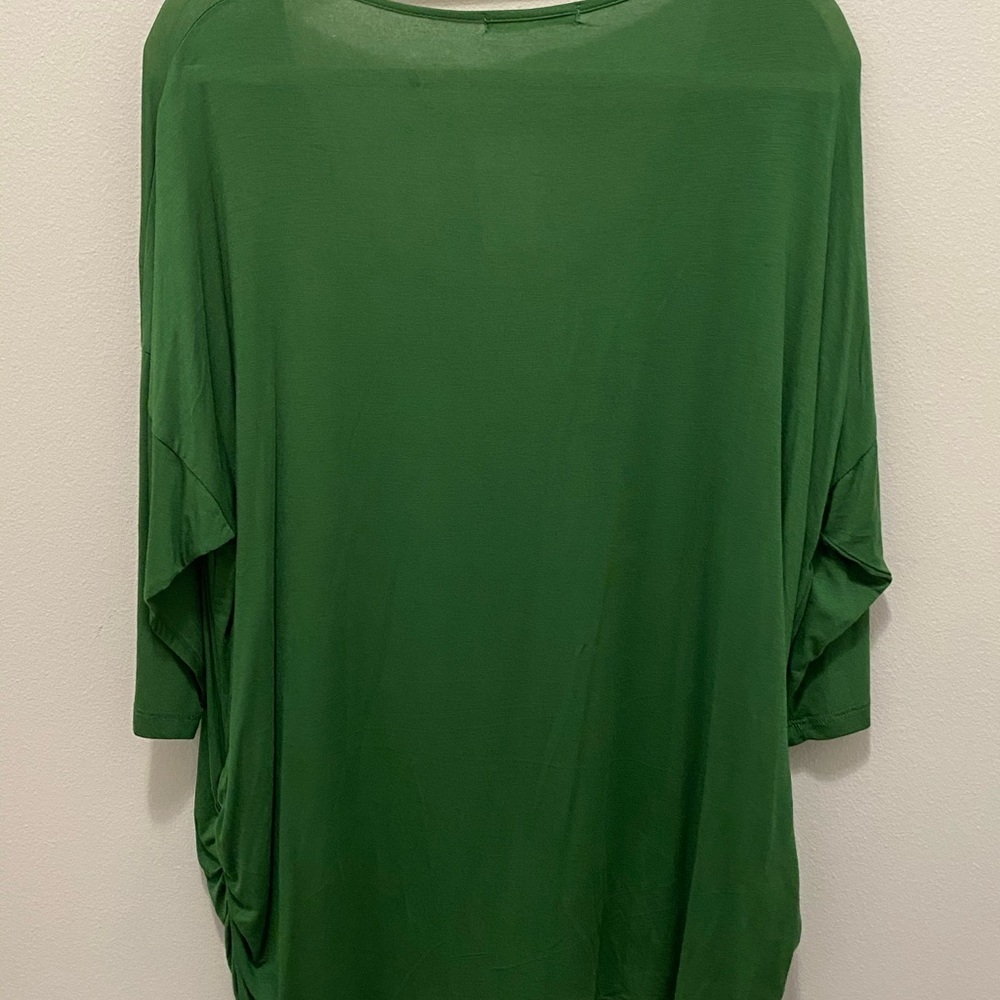 NWT Femme Ladies Green Blouse Size XL Scoop Neck, Gathered sides. - Picture 8 of 11